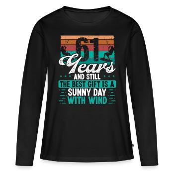 61 Year Old Kitesurfer Kiteboarding 61 Birthday - Frauen Premium Bio Langarmshirt - Schwarz - Vorne - Julia (174cm)