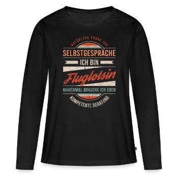 Fluglotsin Arbeitskollege Kollege Geschenk Retro - Frauen Premium Bio Langarmshirt - Schwarz - Vorne - Julia (174cm)