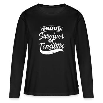 Fier survivant de l’amygdalite - T-shirt manches longues Premium bio Femme - noir - Devant - Julia (174cm)