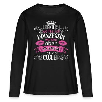 Fleischerin Frauen Metzgerei Prinzessin - Frauen Premium Bio Langarmshirt - Schwarz - Vorne - Julia (174cm)