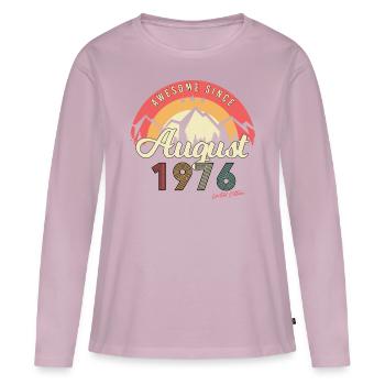 Né en 1976 en août - T-shirt manches longues Premium bio Femme - rose poudré - Devant - Julia (174cm)