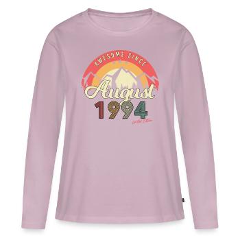 Mois de naissance Août 1994 - T-shirt manches longues Premium bio Femme - rose poudré - Devant - Julia (174cm)