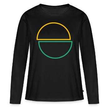 Demi-cercles jaune et vert Design - T-shirt manches longues Premium bio Femme - noir - Devant - Julia (174cm)