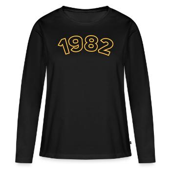 1982 Année Jaune - T-shirt manches longues Premium bio Femme - noir - Devant - Julia (174cm)