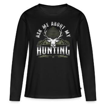 Cerf Chasse Cerf Chasseur Vintage - T-shirt manches longues Premium bio Femme - noir - Devant - Julia (174cm)