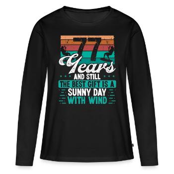 77 Year Old Kitesurfer Kiteboarding 77 Birthday - Frauen Premium Bio Langarmshirt - Schwarz - Vorne - Julia (174cm)