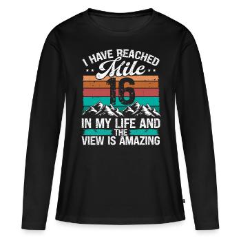16 Year Old Hiker Mountains Hiking 16 Birthday - Frauen Premium Bio Langarmshirt - Schwarz - Vorne - Julia (174cm)