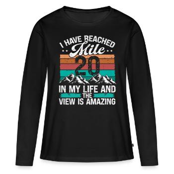 20 Year Old Hiker Mountains Hiking 20 Birthday - Frauen Premium Bio Langarmshirt - Schwarz - Vorne - Julia (174cm)