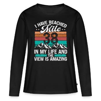 38 Year Old Hiker Mountains Hiking 38 Birthday - Frauen Premium Bio Langarmshirt - Schwarz - Vorne - Julia (174cm)