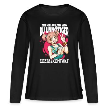 Anime disant Weeb Otaku - T-shirt manches longues Premium bio Femme - noir - Devant - Julia (174cm)