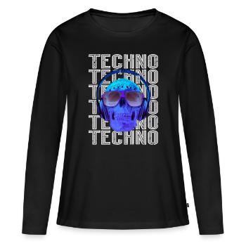 Musique techno - T-shirt manches longues Premium bio Femme - noir - Devant - Julia (174cm)