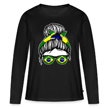 Brésil Brésilien Brésil - T-shirt manches longues Premium bio Femme - noir - Devant - Julia (174cm)
