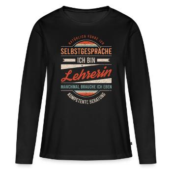 Lehrerin Arbeitskollege Kollege Geschenk Retro - Frauen Premium Bio Langarmshirt - Schwarz - Vorne - Julia (174cm)