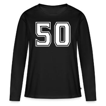 50 Weiss Simpel Design - Frauen Premium Bio Langarmshirt - Schwarz - Vorne - Julia (174cm)