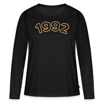 Jahr 1992 Gelb Simpel - Frauen Premium Bio Langarmshirt - Schwarz - Vorne - Julia (174cm)