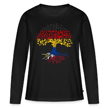 Roots Tree Allemagne Philippines - T-shirt manches longues Premium bio Femme - noir - Devant - Julia (174cm)