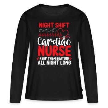 Night Shift Worker Cardiac Nurse Nursing - Frauen Premium Bio Langarmshirt - Schwarz - Vorne - Julia (174cm)