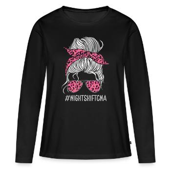 Night Shift CNA Nursing Assistant Leo Nurse - Women's Premium Organic Long Sleeve Shirt - black - Front - Julia (174cm)