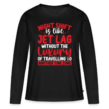 Infirmière de nuit Décalage horaire RN AIIC Infirmière infirmière infirmière - T-shirt manches longues Premium bio Femme - noir - Devant - Julia (174cm)