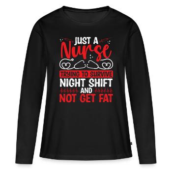 Infirmière de nuit INFIRMIÈRE INFIRMIÈRE infirmière de l’AIIC Drôle de soins infirmiers - T-shirt manches longues Premium bio Femme - noir - Devant - Julia (174cm)