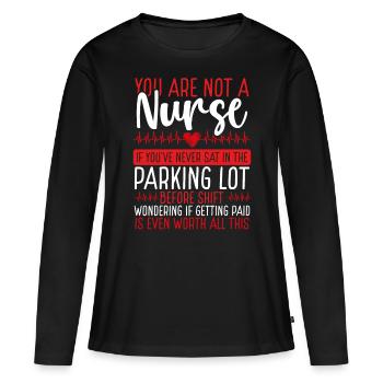 INFIRMIÈRE infirmière de nuit de l’AIIC Infirmière infirmière cardiaque - T-shirt manches longues Premium bio Femme - noir - Devant - Julia (174cm)