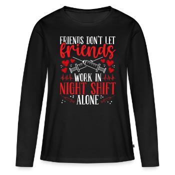 Nurse Working Night Shift Nurses RN CNA - Women's Premium Organic Long Sleeve Shirt - black - Front - Julia (174cm)