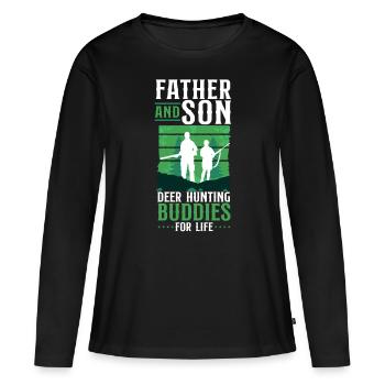 Cerf chasse chasseur père - T-shirt manches longues Premium bio Femme - noir - Devant - Julia (174cm)