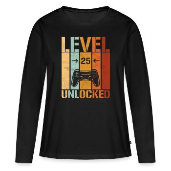 25. Geburtstag Level 25 unlocked - Frauen Premium Bio Langarmshirt - Schwarz - Vorne - Julia (174cm)