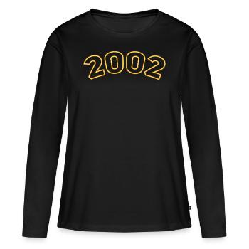 Glücksjahr 2002 Gelb Simpel - Frauen Premium Bio Langarmshirt - Schwarz - Vorne - Julia (174cm)