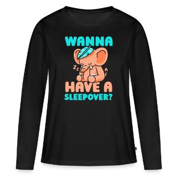Envie d’une nuitée ? Sweet Party Nuitée - T-shirt manches longues Premium bio Femme - noir - Devant - Julia (174cm)