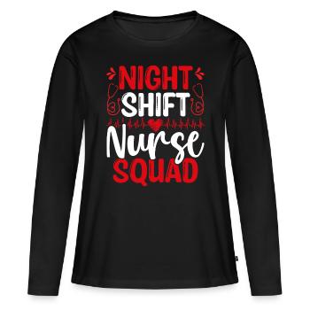 Escouade d’infirmières de nuit INFIRMIÈRE INFIRMIÈRE infirmière de l’AIIC - T-shirt manches longues Premium bio Femme - noir - Devant - Julia (174cm)