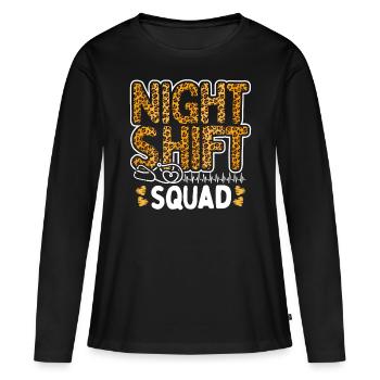 Leopard Night Shift Nurse Squad Leo Nursing - Women's Premium Organic Long Sleeve Shirt - black - Front - Julia (174cm)