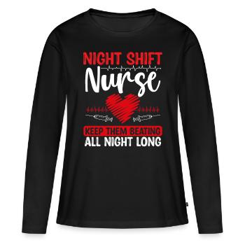 Infirmière infirmière de nuit de l’AIIC drôle - T-shirt manches longues Premium bio Femme - noir - Devant - Julia (174cm)