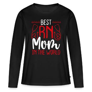 Nurse Best RN Work Mom CNA Mothers Day Nursing - Women's Premium Organic Long Sleeve Shirt - black - Front - Julia (174cm)