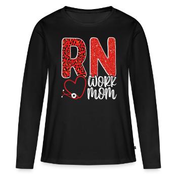 Nurse RN Work Mom Cardiac Nursing CNA - Women's Premium Organic Long Sleeve Shirt - black - Front - Julia (174cm)
