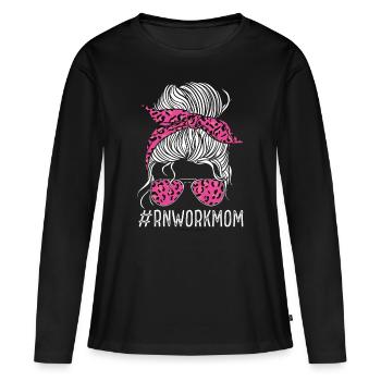 RN Work Mom Women Leopard Nurse Leo CNA - Women's Premium Organic Long Sleeve Shirt - black - Front - Julia (174cm)