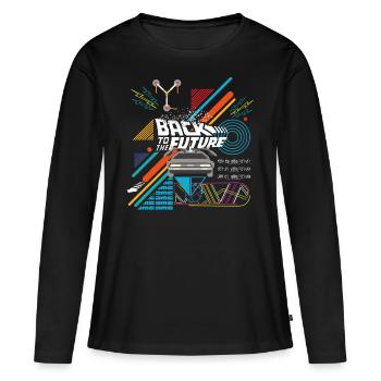 Retour Vers Le Futur Logo Avec Voiture DeLorean - T-shirt manches longues Premium bio Femme - noir - Devant - Julia (174cm)