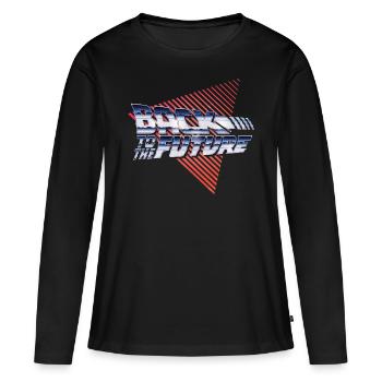 Retour Vers Le Futur Logo Rétro Argent - T-shirt manches longues Premium bio Femme - noir - Devant - Julia (174cm)