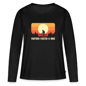 Plus loin, un vélo électrique plus rapide - T-shirt manches longues Premium bio Femme - noir - Devant - Julia (174cm)