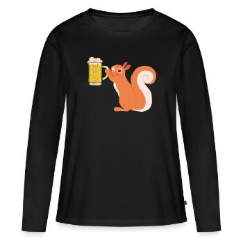 Écureuil, drôle d’écureuil, écureuil - T-shirt manches longues Premium bio Femme - noir - Devant - Julia (174cm)
