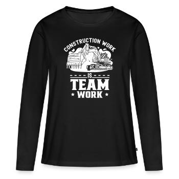 Les travaux de construction sont un travail d’équipe Chantier de construction Travail d’équipe Construction - T-shirt manches longues Premium bio Femme - noir - Devant - Julia (174cm)