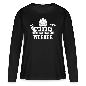 Fier ouvrier de la construction Équipe de construction Travail d’équipe de construction - T-shirt manches longues Premium bio Femme - noir - Devant - Julia (174cm)