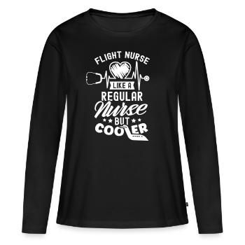 Infirmière de vol Médecin de vol Profession de médecin de vol - T-shirt manches longues Premium bio Femme - noir - Devant - Julia (174cm)