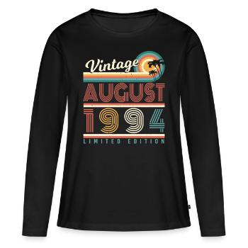 Année de construction 1994 Août - T-shirt manches longues Premium bio Femme - noir - Devant - Julia (174cm)