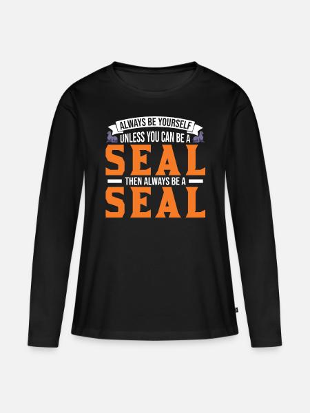 Robbe Geschenk Seal Seelöwe - Frauen Premium Bio Langarmshirt - Schwarz