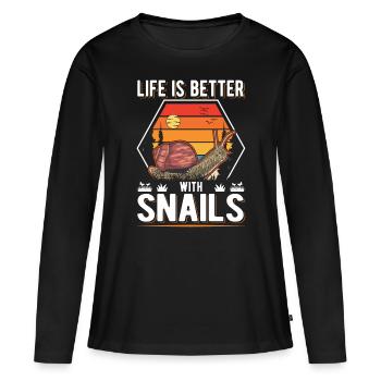 La vie est meilleure avec Snails Snail - T-shirt manches longues Premium bio Femme - noir - Devant - Julia (174cm)