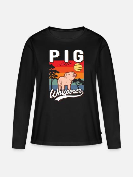 Schweineflüsterer Schweine Pig Whisperer - Frauen Premium Bio Langarmshirt - Schwarz