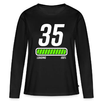 35e anniversaire - T-shirt manches longues Premium bio Femme - noir - Devant - Julia (174cm)