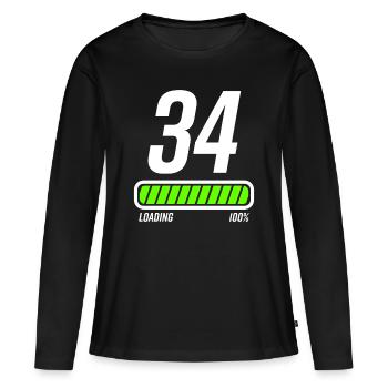 34e anniversaire - T-shirt manches longues Premium bio Femme - noir - Devant - Julia (174cm)
