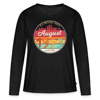 1973 En août Millésime - T-shirt manches longues Premium bio Femme - noir - Devant - Julia (174cm)